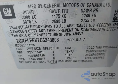 2013 Chevrolet Equinox 1Lt z USA, uszkodzony, nr VIN 2GNFLEEK7D6248808